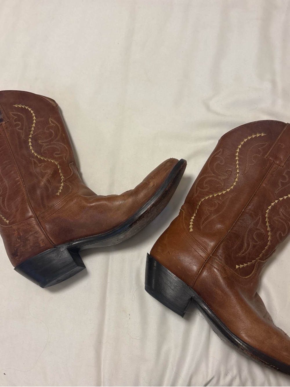 women’s Brown Leather justin Cowboy Boots - Picture 2 of 4